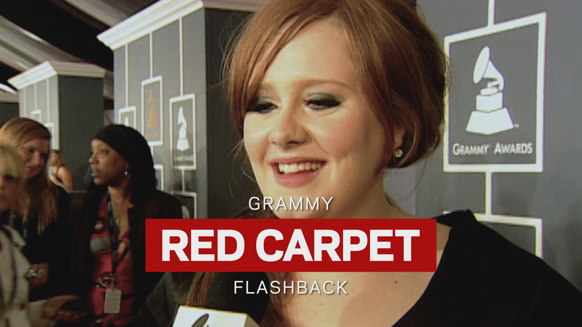 Adele Celebrates Her First GRAMMY Win In 2009 GRAMMY Red Carpet